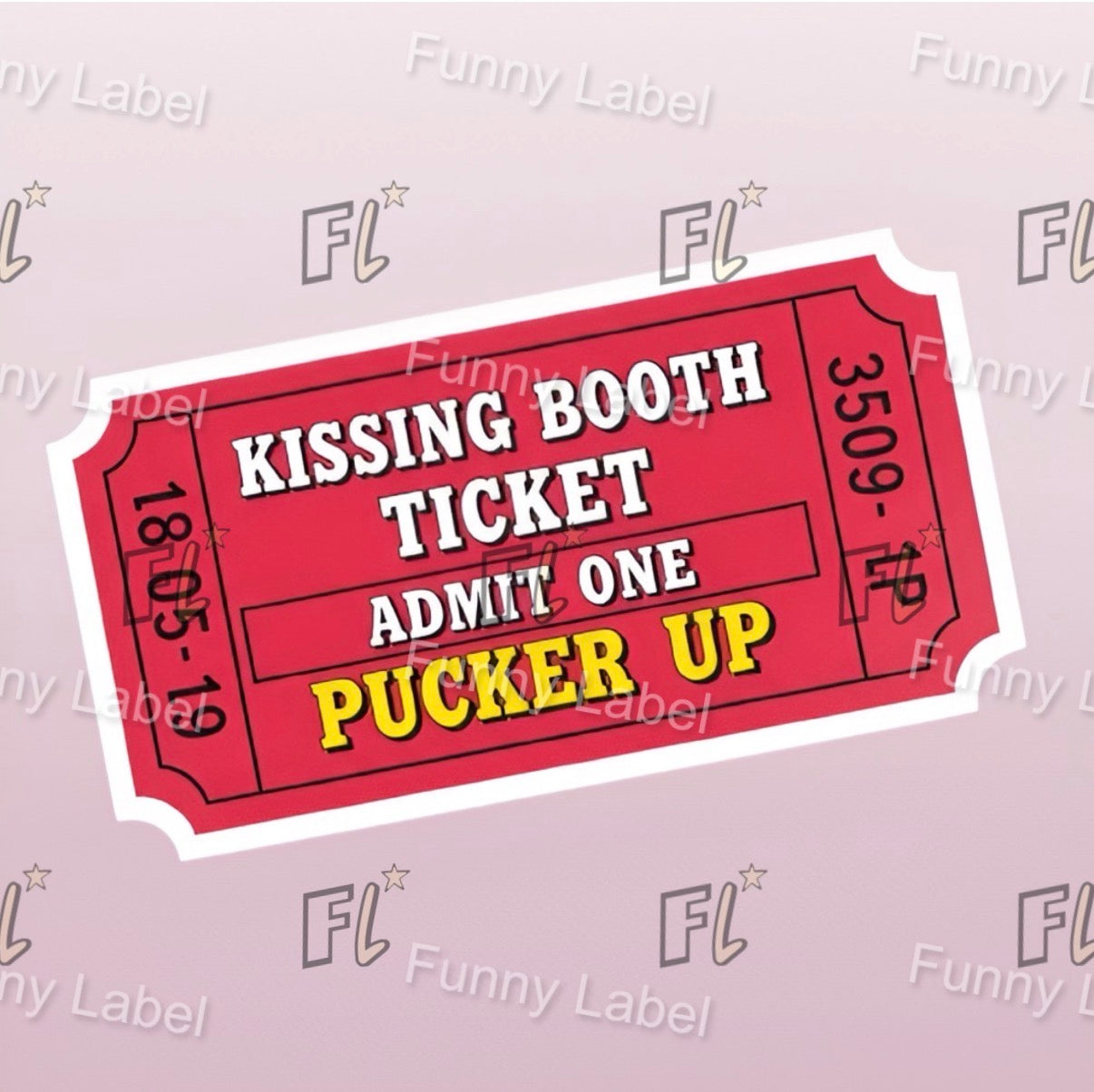 Kissing Booth Ticket Retro Love Coupon Sticker