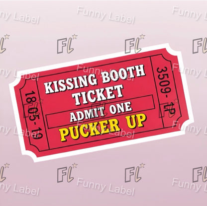 Kissing Booth Ticket Retro Love Coupon Sticker