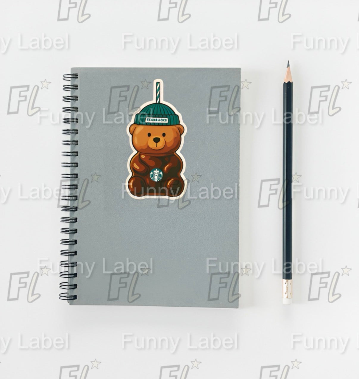 Cute Starbucks Teddy Bear Cup Sticker | Coffee Lover Aesthetic Waterproof Vinyl Decal