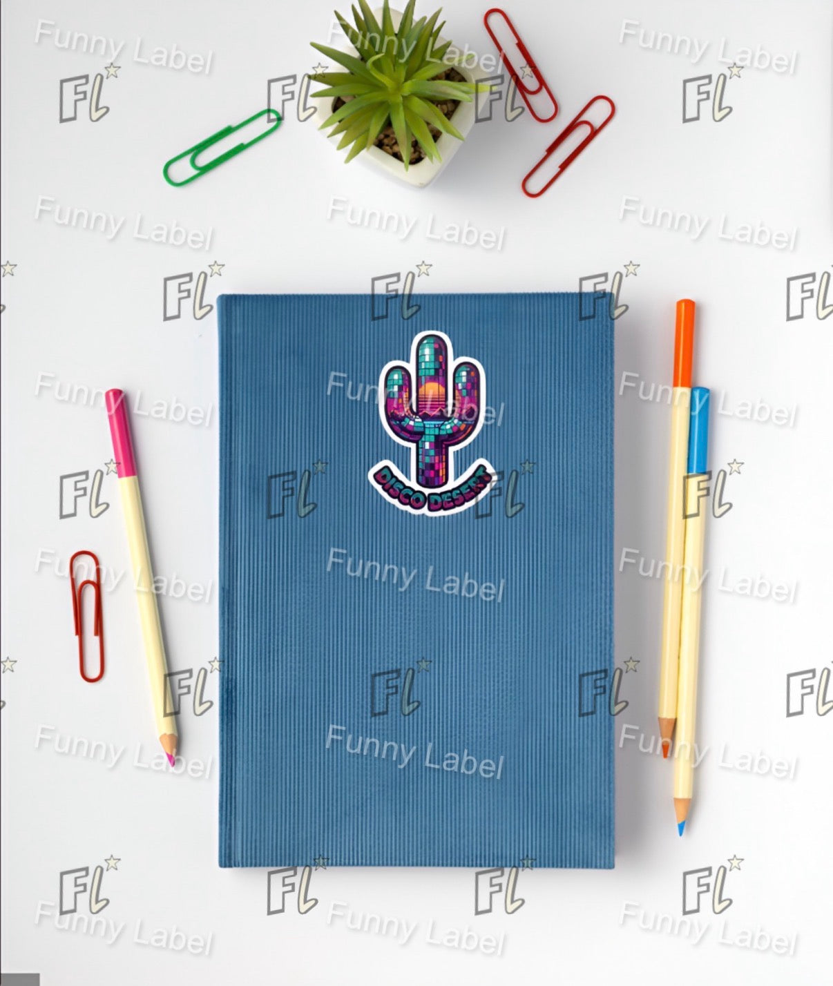 Disco Desert Neon Disco Ball Cactus Sticker