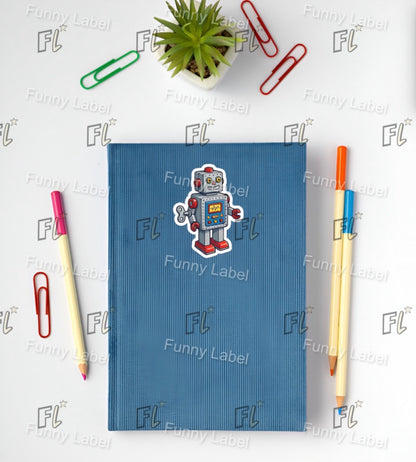 Beep Boop Retro Wind-Up Robot Sticker