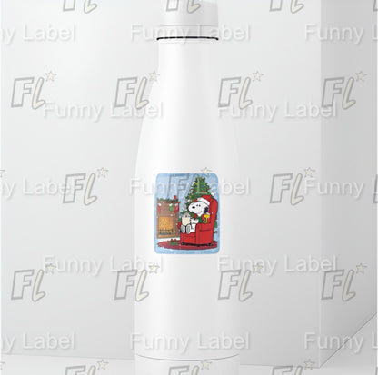 Cozy Snoopy Hot Cocoa Sticker | Christmas Fireplace & Tree Decal | Peanuts Winter Comfort Vinyl