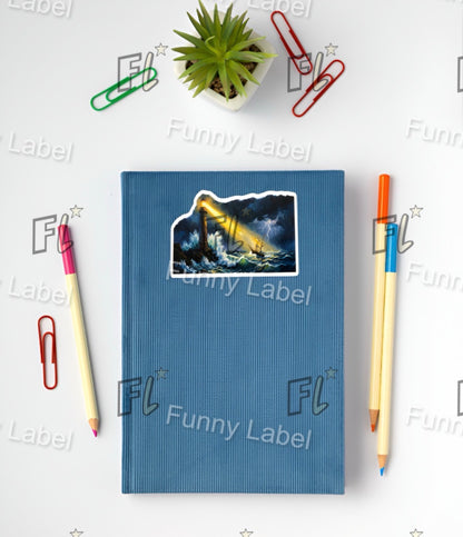 Guiding Light Glow-in-the-Dark Stormy Lighthouse Sticker