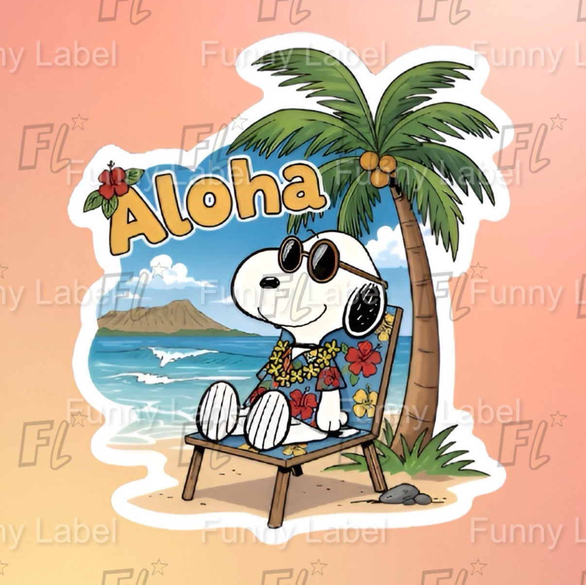 Snoopy Aloha Sticker - Hawaiian Vacation Peanuts Decal