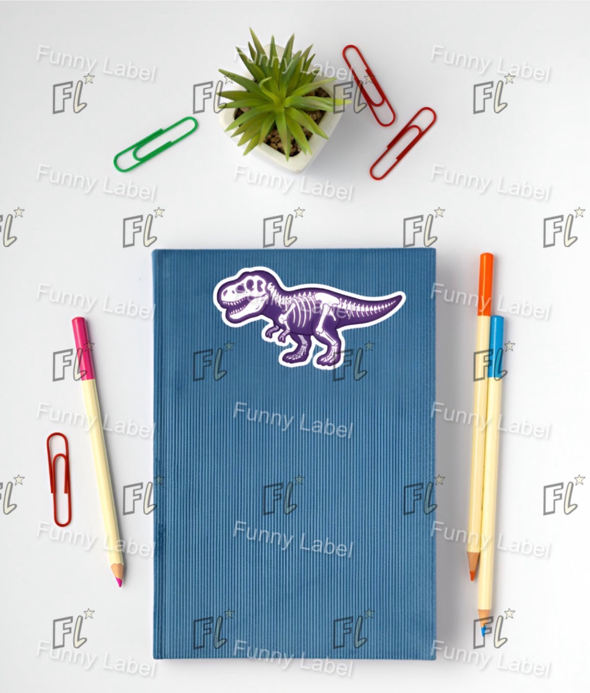 Rad Rax Dinosaur Sticker Rad Rex Glow-in-the-Dark Skeleton Dinosaur Sticker – Funny Label