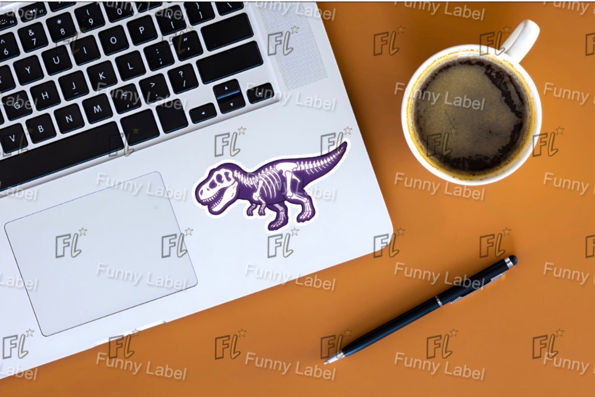 Rad Rax Dinosaur Sticker Rad Rex Glow-in-the-Dark Skeleton Dinosaur Sticker – Funny Label
