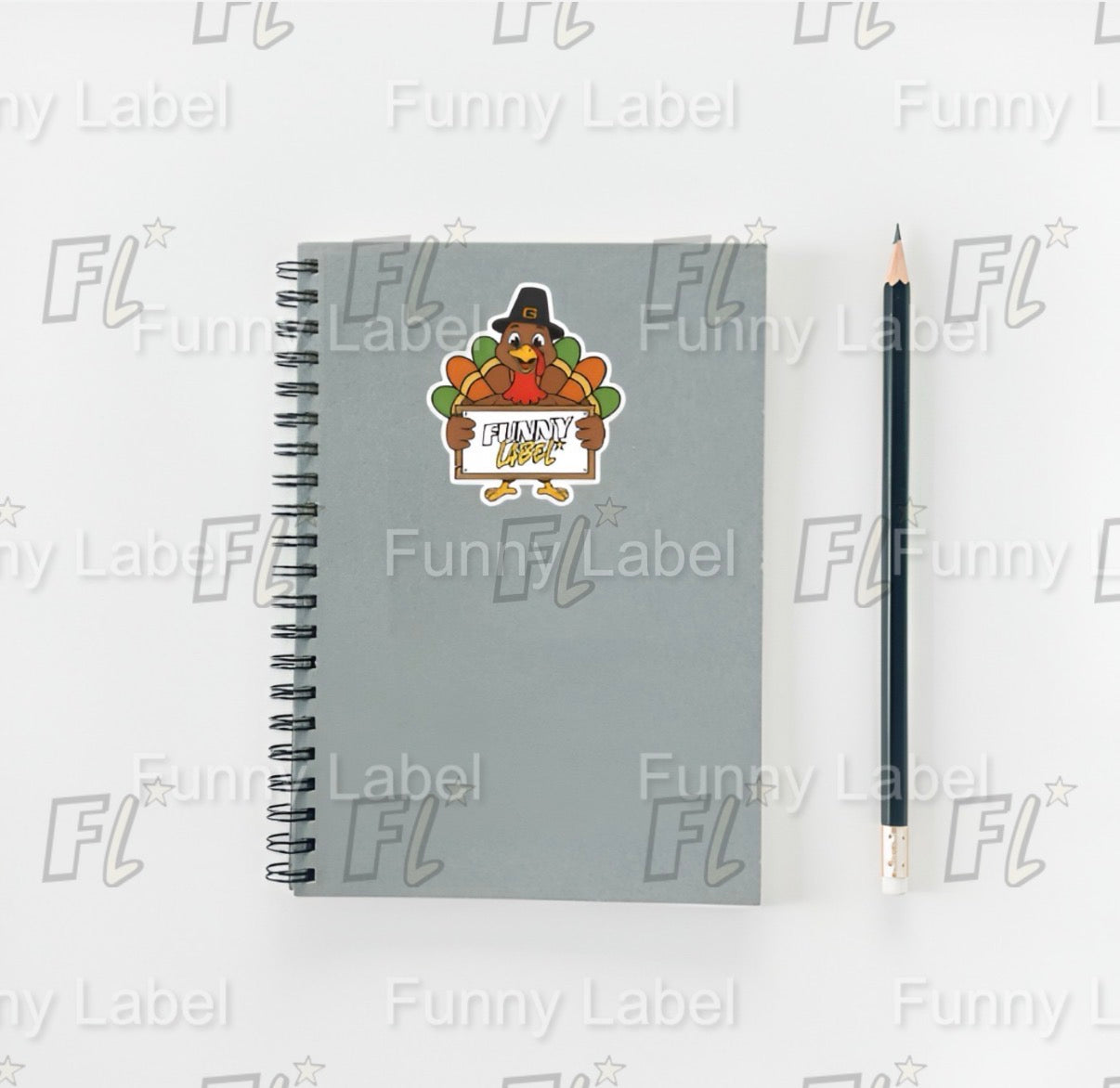 Thanksgiving Turkey Sticker – Funny Holiday Label with Pilgrim Hat & Colorful Feathers