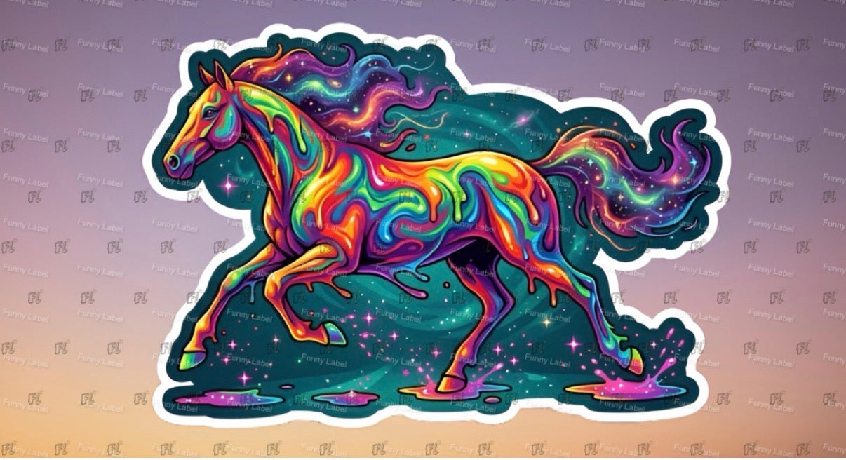 Colorful horse design on a gradient background