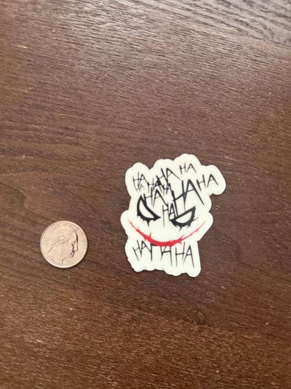 Glow in the Dark Joker Face Sticker | Ha- Ha-Ha Villain Decal | Batman Villain Art | Comic Book Fan Gift | UV Reactive Harlequin Laugh Vinyl