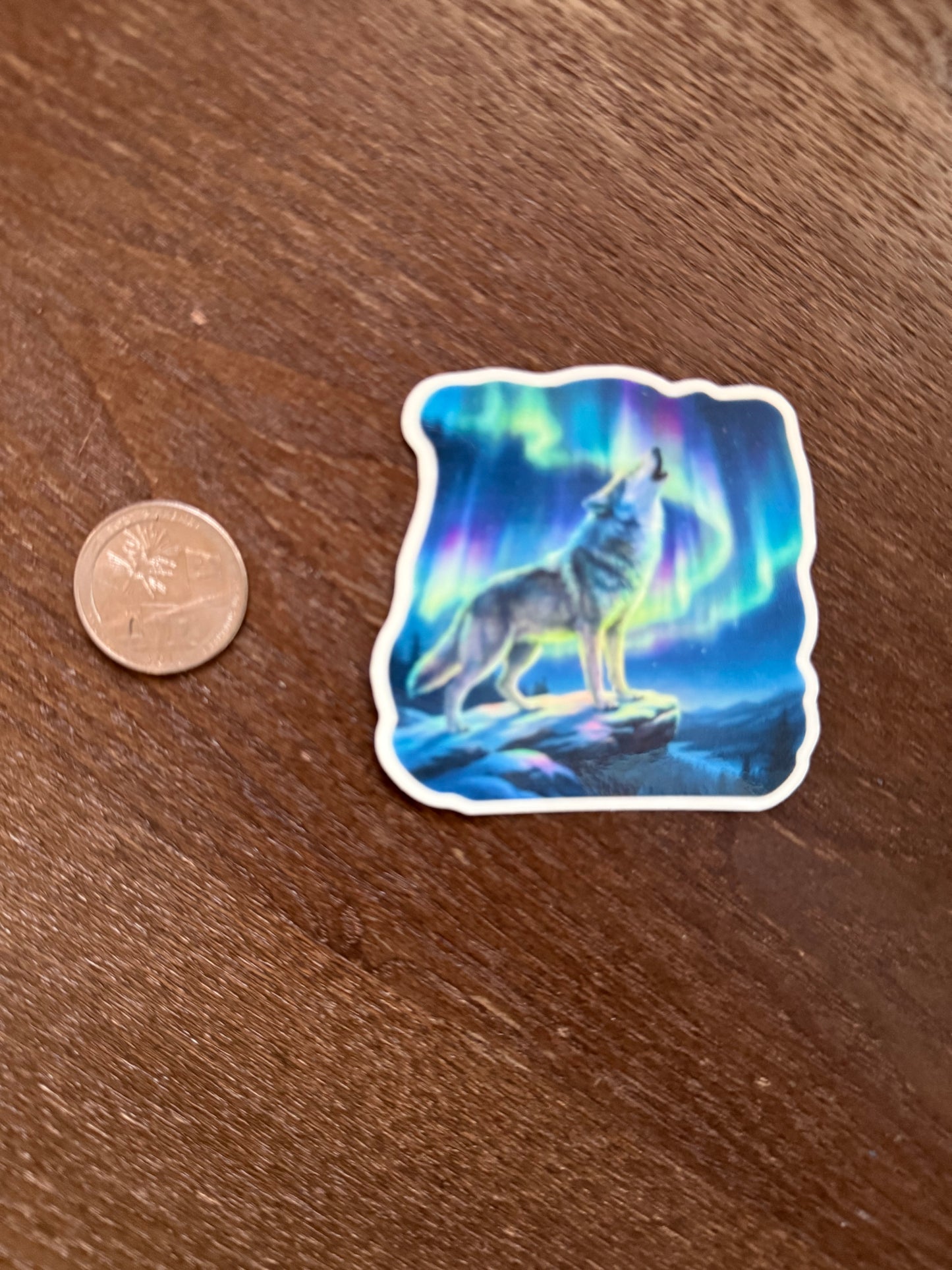 Northern Lights Glow-in-the-Dark Wolf Sticker
