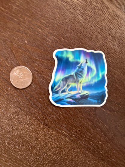 Northern Lights Glow-in-the-Dark Wolf Sticker