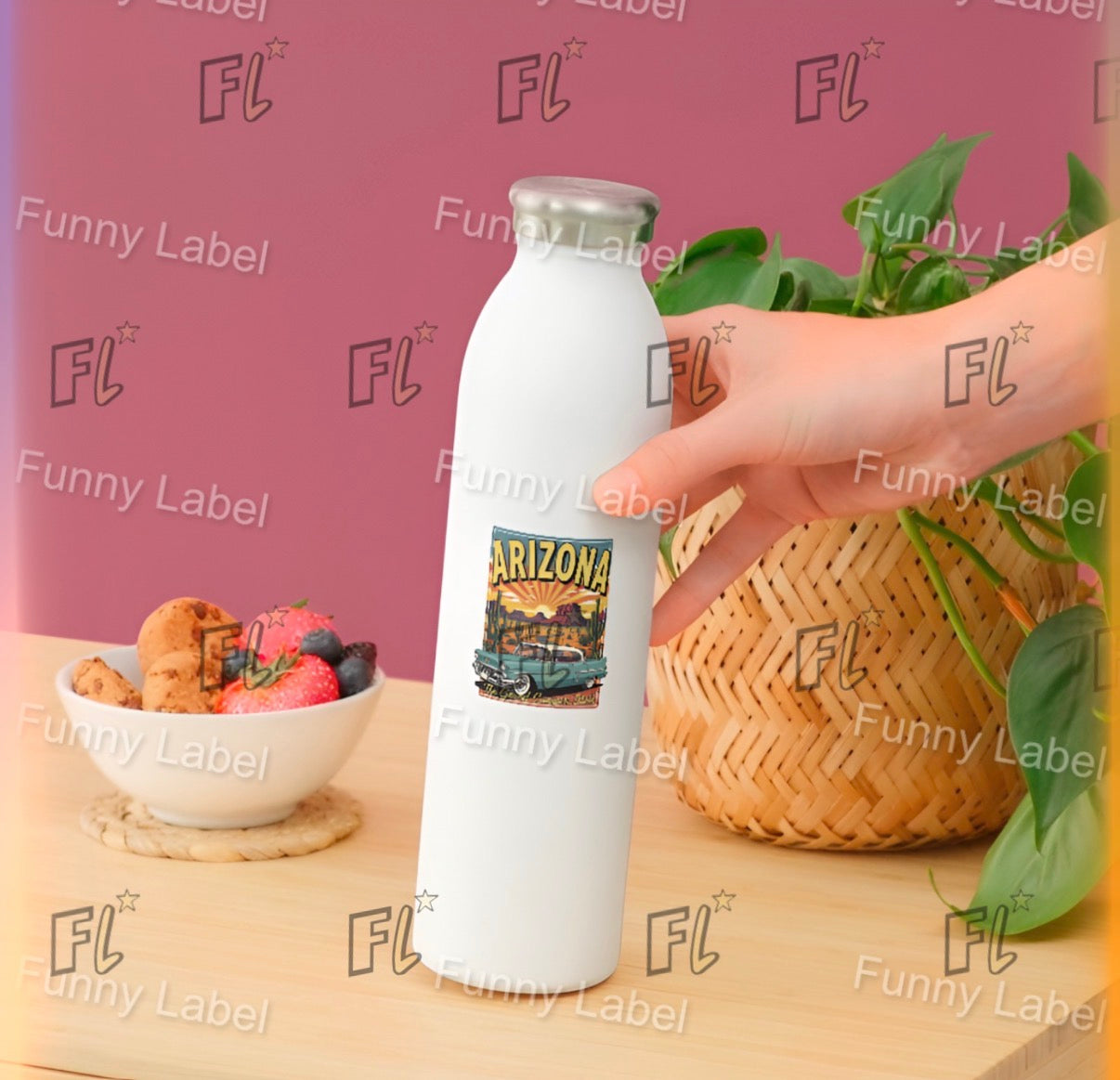 Arizona Sticker - The Grand Canyon State Decal - Retro Travel Art - Route 66 Gift - Vintage Car Sticker