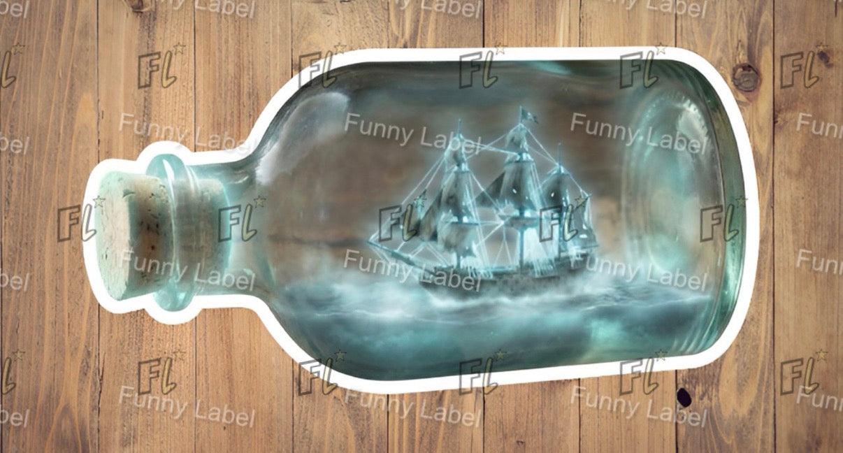 Phantom Seas Glow-in-the-Dark Ghost Ship in a Bottle Sticker