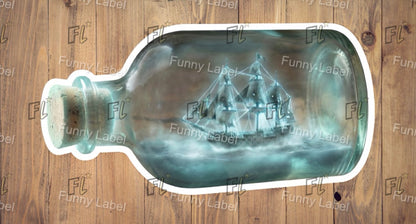 Phantom Seas Glow-in-the-Dark Ghost Ship in a Bottle Sticker