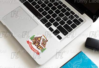 Happy Holidays Gingerbread House Sticker – Festive Christmas Label for Gifts & Crafts