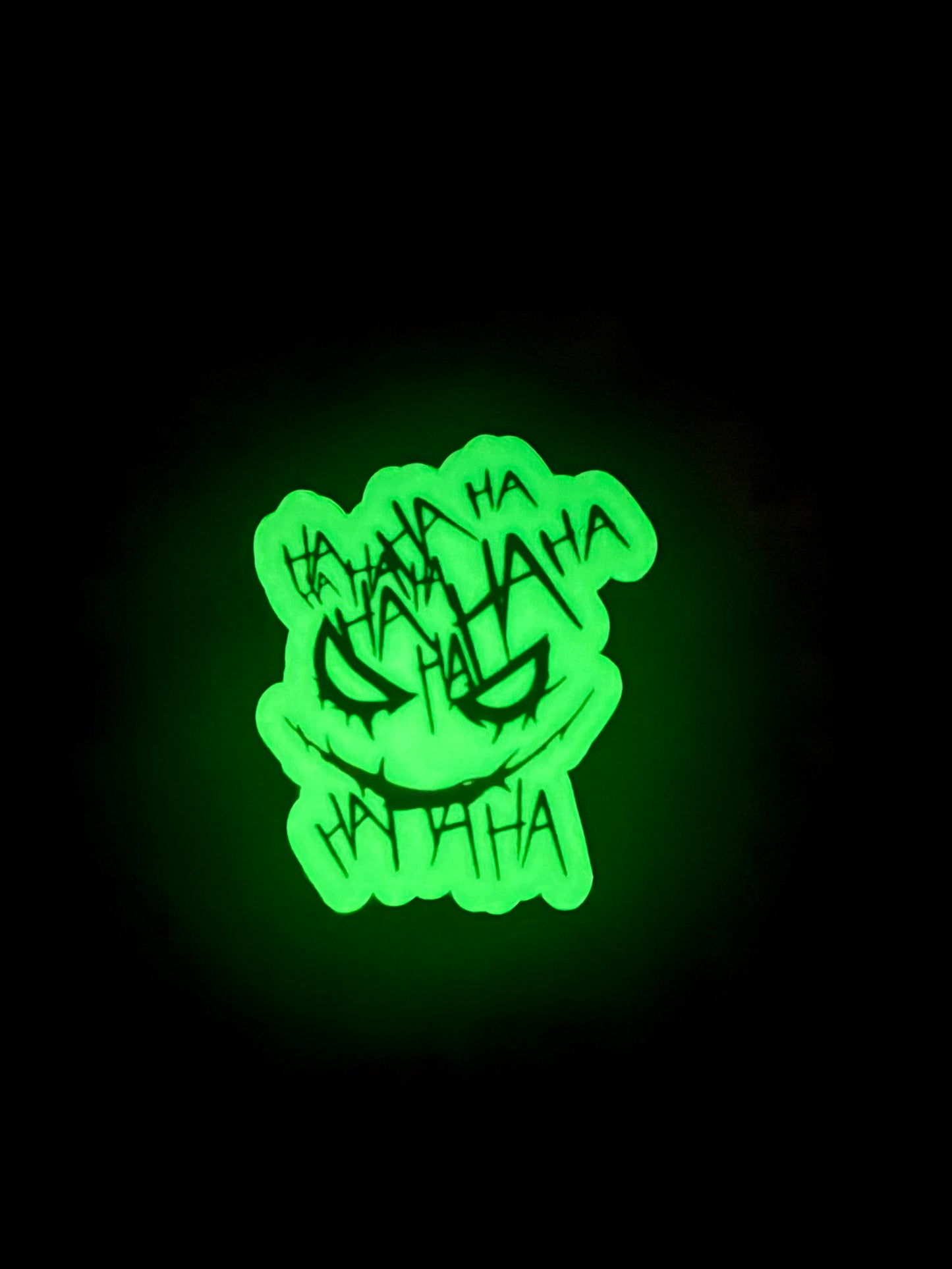 Glow in the Dark Joker Face Sticker | Ha- Ha-Ha Villain Decal | Batman Villain Art | Comic Book Fan Gift | UV Reactive Harlequin Laugh Vinyl