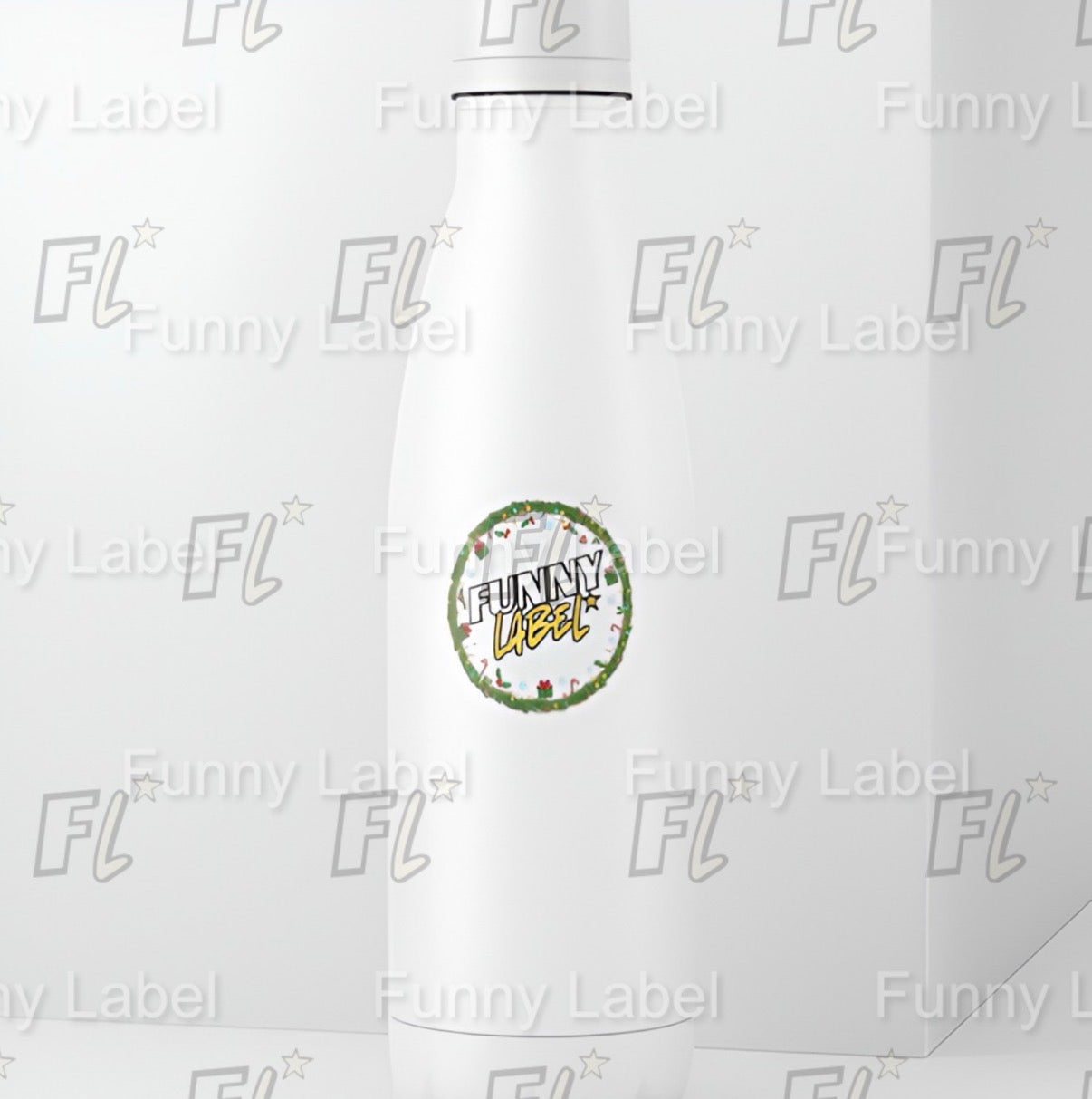 Funny Christmas Wreath Label Sticker – Holiday Vinyl Die-Cut