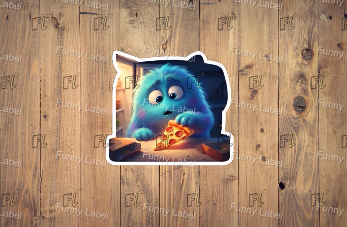 Midnight Snack Glow-in-the-Dark Pizza Monster Sticker