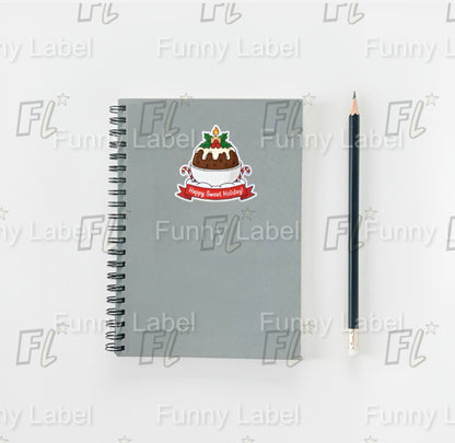Christmas Pudding Sticker | Happy Sweet Holiday! Decal | Figgy Pudding Foodie Gift