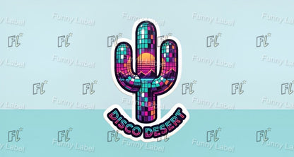 Disco Desert Neon Disco Ball Cactus Sticker