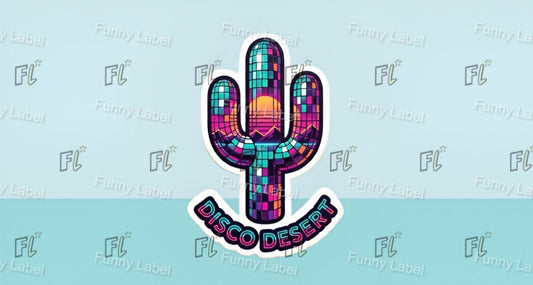 Disco Desert Neon Disco Ball Cactus Sticker