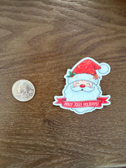 Holly Jolly Holidays Santa Sticker – Festive Christmas Label for Gifts & Decor