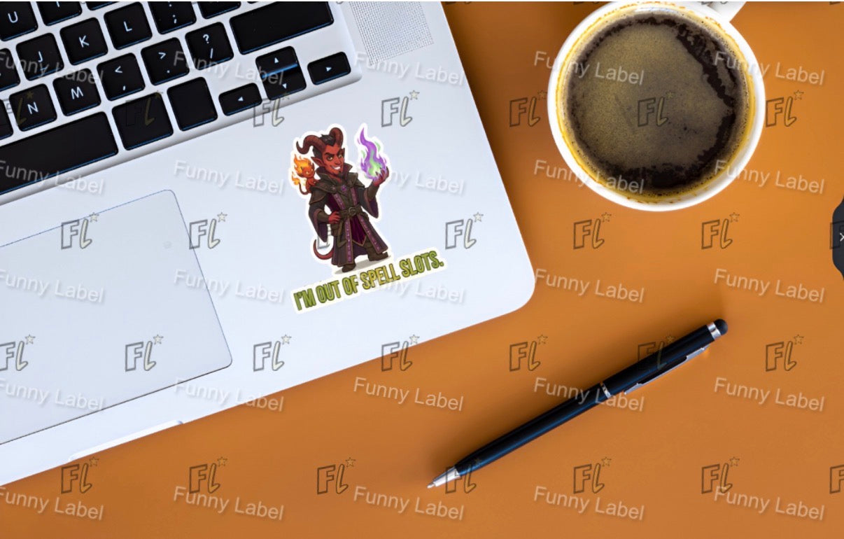 I'm Out of Spell Slots Funny Tiefling Warlock Sticker