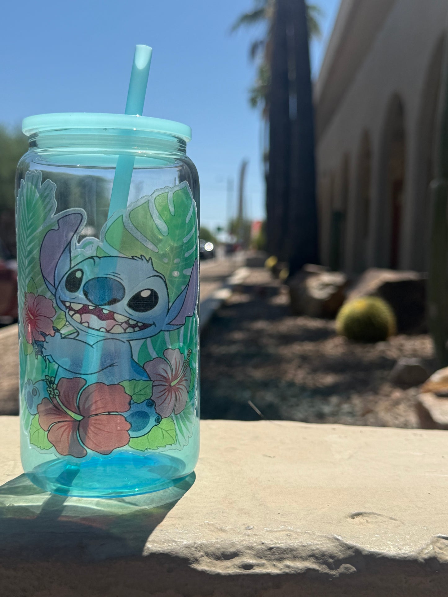 Stitch Cup | Stitch Glass Tumbler | Lilo & Stitch Iced Coffee Cup | Disney Fan Gift | Cute Stitch Gift | Glass Can Gift | 16oz Reusable Cup