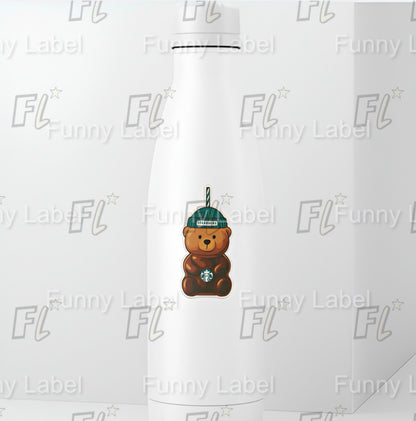 Cute Starbucks Teddy Bear Cup Sticker | Coffee Lover Aesthetic Waterproof Vinyl Decal