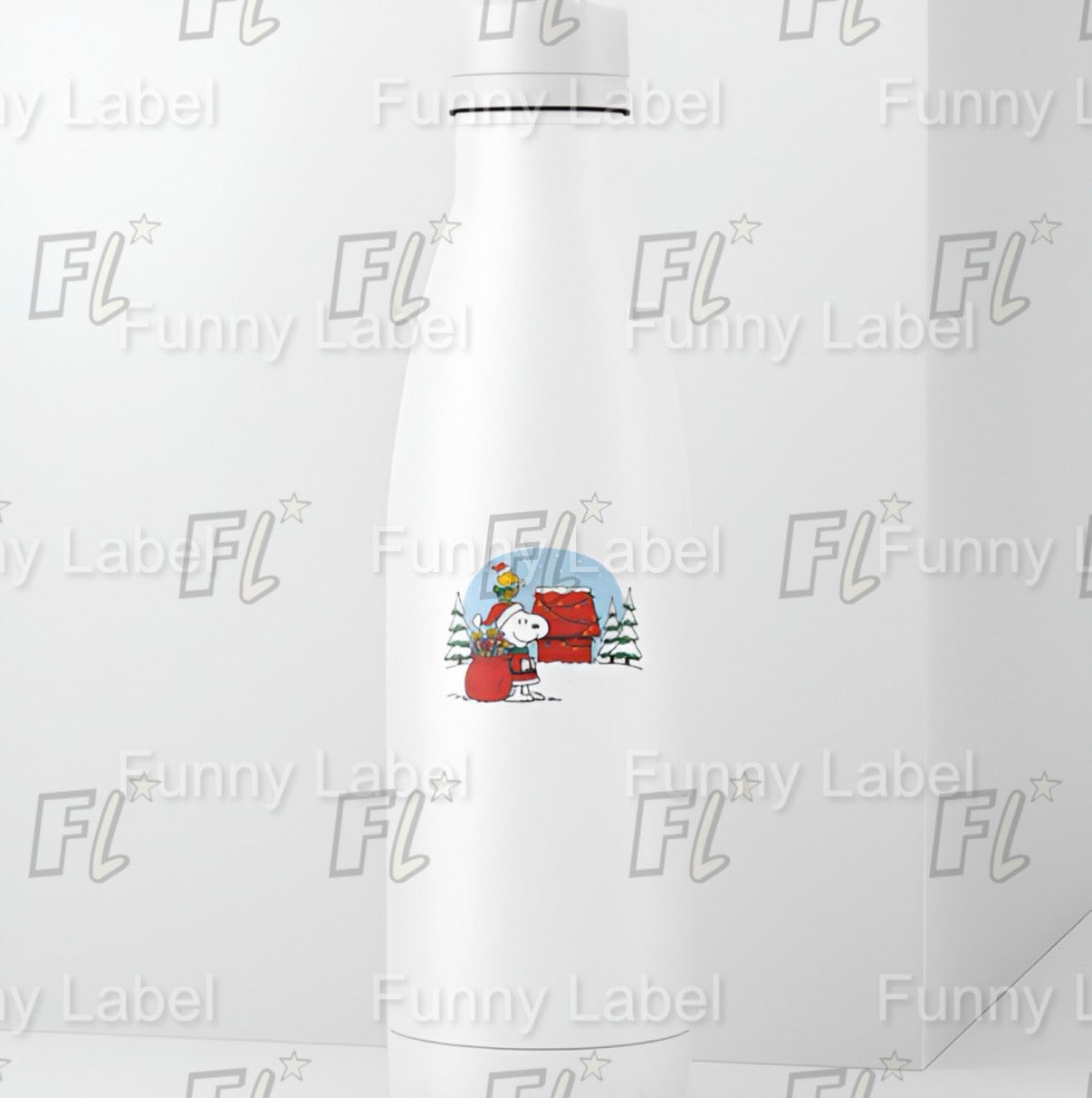 Snoopy Santa Claus Sticker with Woodstock Elf | Peanuts Christmas Doghouse Decal | Holiday Gift Vinyl