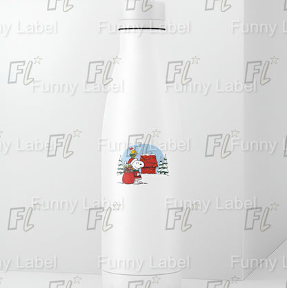 Snoopy Santa Claus Sticker with Woodstock Elf | Peanuts Christmas Doghouse Decal | Holiday Gift Vinyl