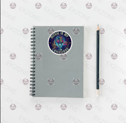 Music Is My Language Sticker | Vibrant Musician Decal | Retro Microphone Art | Music Lover Vinyl | Inspirational Quote Laptop | Music Gift