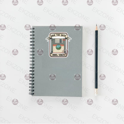 Save the Date Floppy Disk Sticker | Retro 80s Vibes Decal | Nostalgic Computer Art | Vintage Tech Vinyl | 80s Kid Gift | Computer Nerd