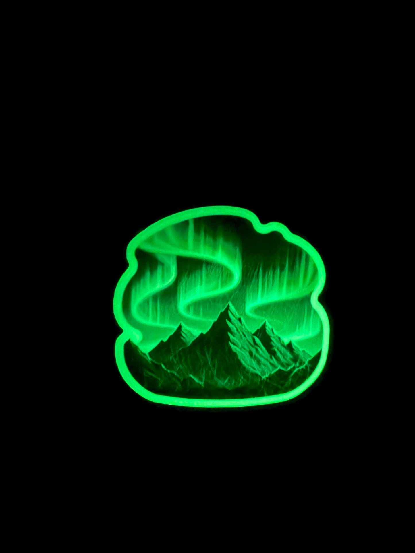 Glow in Dark Northern Lights Sticker | Aurora Borealis Mountain Decal | Celestial Cosmos Art | Magical Night Sky Vinyl | Outdoorsy Gift | UV