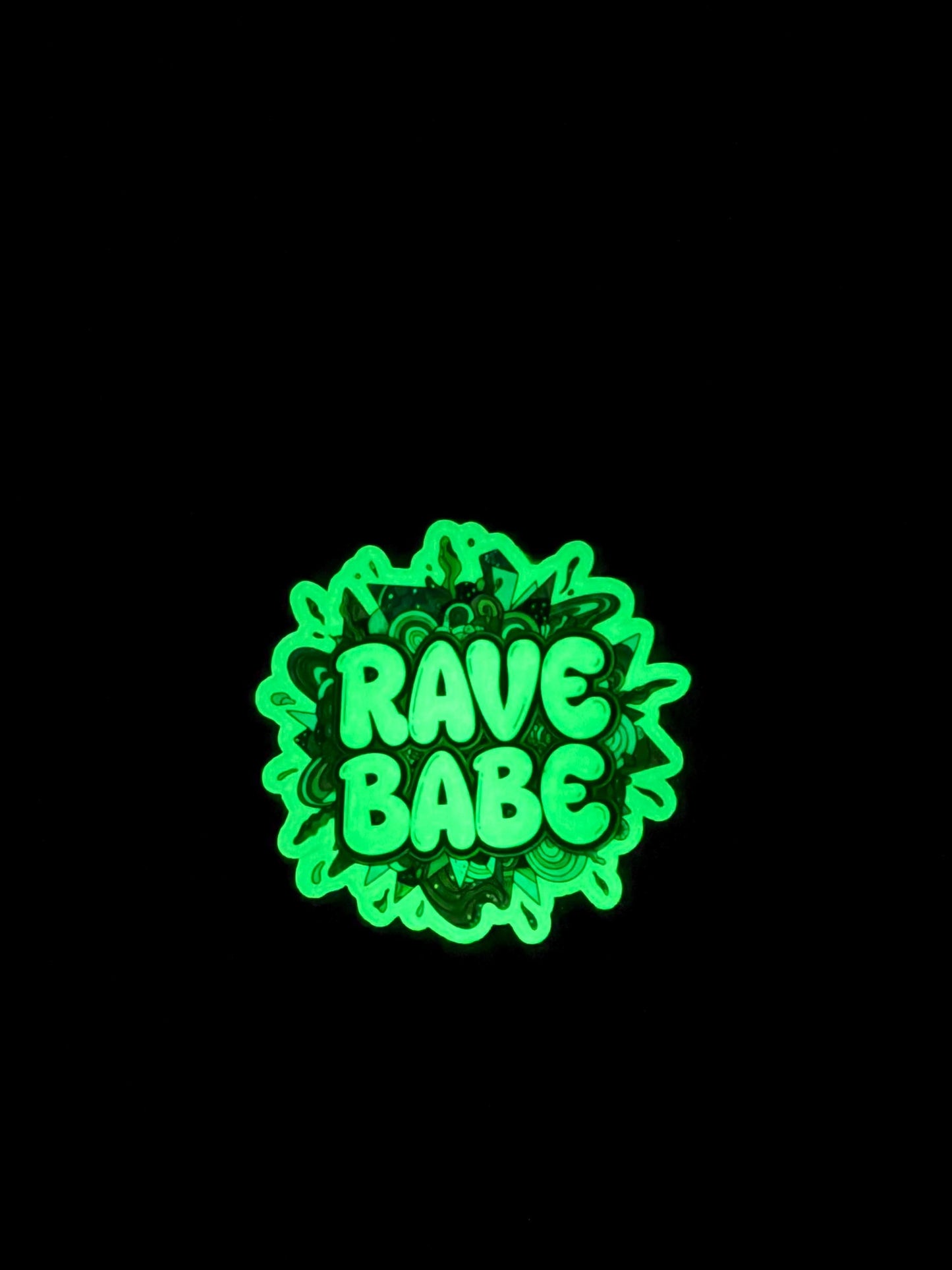 Glow in Dark Rave Babe Sticker | Psychedelic Festival Decal | Neon EDM Art | UV Reactive Groovy Vinyl | Raver Gift | Trippy Aesthetic Laptop