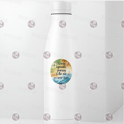 Impossible Journey Travel Sticker | Motivational Quote Decal | Wanderlust Map Art | Vintage Adventure Vinyl | Gift for Traveler | Inspiring