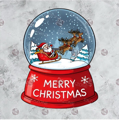 Transparent Merry Christmas Snow Globe Sticker | Clear Vinyl Santa Sleigh Decal | Holiday Winter Art | Festive Decor Gift | Nostalgic Decal