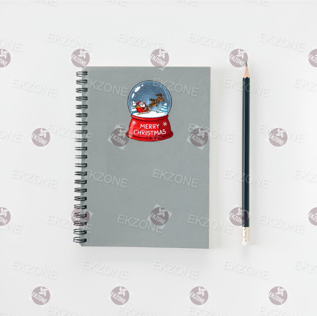 Transparent Merry Christmas Snow Globe Sticker | Clear Vinyl Santa Sleigh Decal | Holiday Winter Art | Festive Decor Gift | Nostalgic Decal