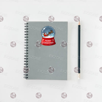 Transparent Merry Christmas Snow Globe Sticker | Clear Vinyl Santa Sleigh Decal | Holiday Winter Art | Festive Decor Gift | Nostalgic Decal