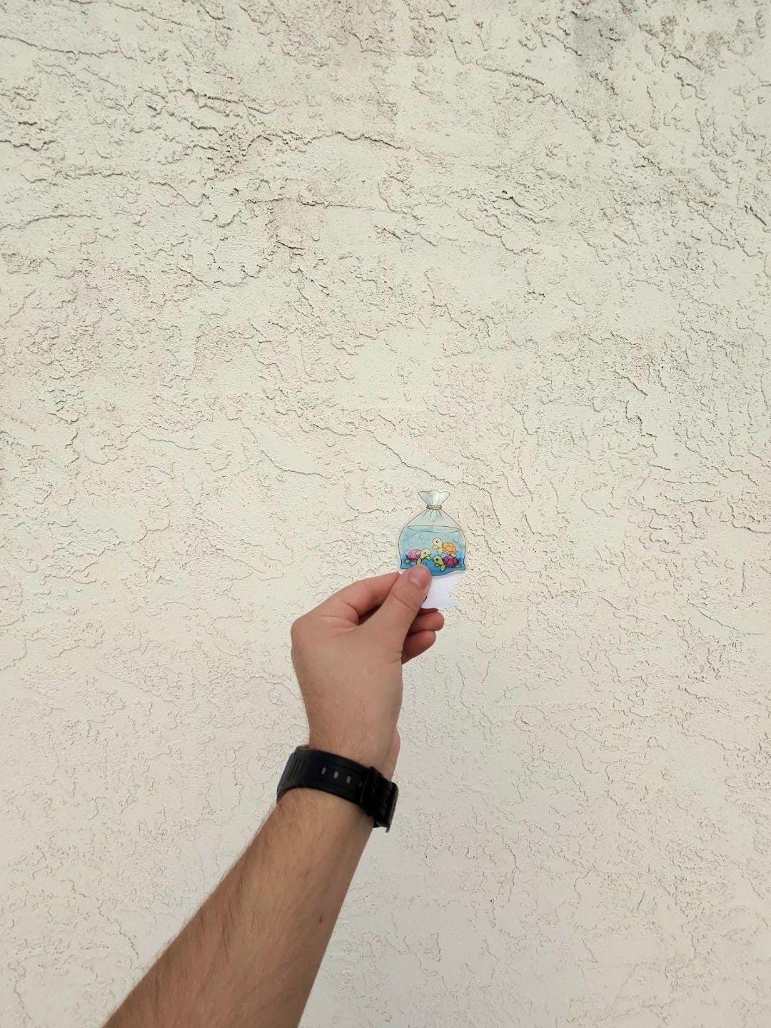 Transparent Bag of Turtle Sticker | Cute Aquatic Decal | Clear Vinyl Turtle in a Bag Art | Kawaii Reptile Vinyl | Pet Lover Gift | Whimsical