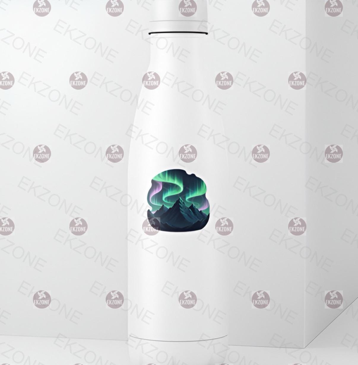 Glow in Dark Northern Lights Sticker | Aurora Borealis Mountain Decal | Celestial Cosmos Art | Magical Night Sky Vinyl | Outdoorsy Gift | UV