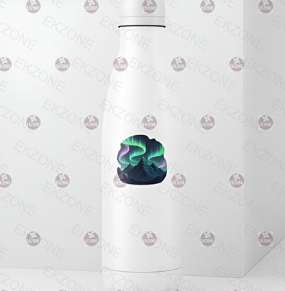 Glow in Dark Northern Lights Sticker | Aurora Borealis Mountain Decal | Celestial Cosmos Art | Magical Night Sky Vinyl | Outdoorsy Gift | UV