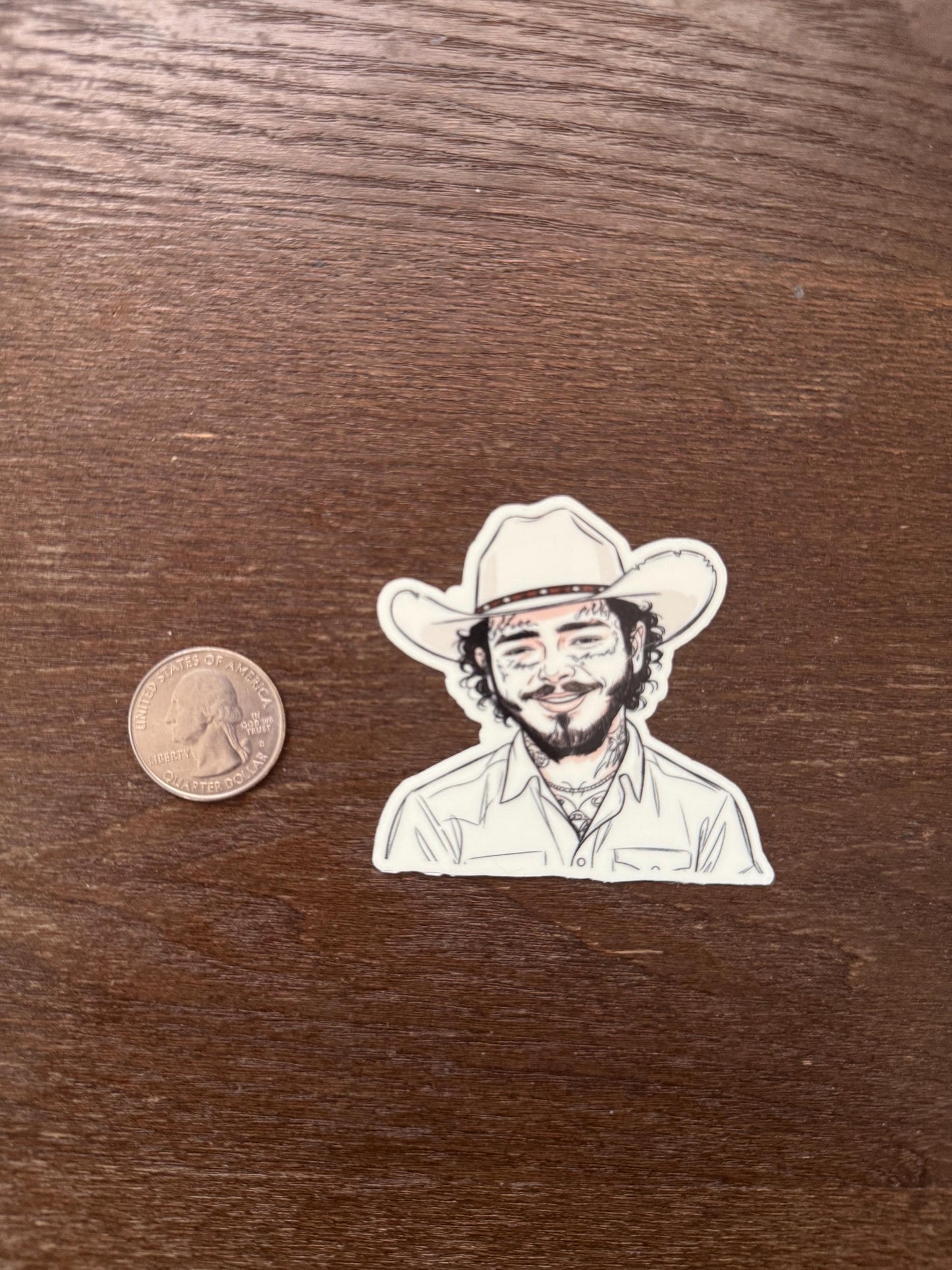 Glow in Dark Post Malone Sticker | UV Reactive Cowboy Hat Decal | Luminous Posty Fan Art | Modern Western Vinyl | Music Lover Gift | Tattoo