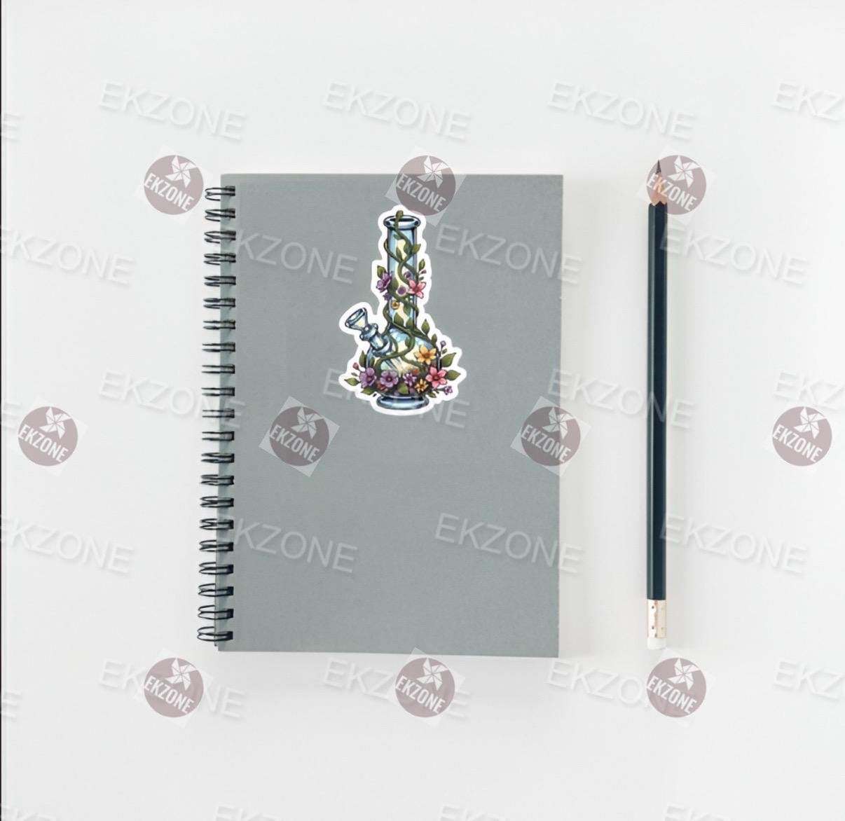 Transparent Floral Bong Sticker | Clear Vinyl Botanical Bong Decal | Whimsical Plant Art | Bohemian Aesthetic Vinyl | Cute Stoner Gift