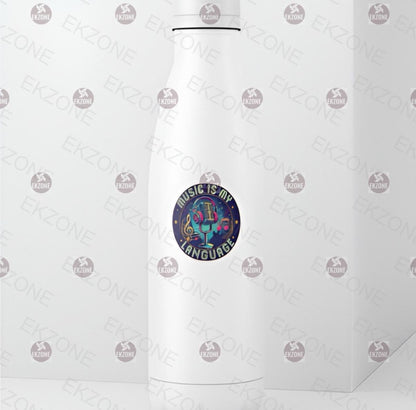 Music Is My Language Sticker | Vibrant Musician Decal | Retro Microphone Art | Music Lover Vinyl | Inspirational Quote Laptop | Music Gift