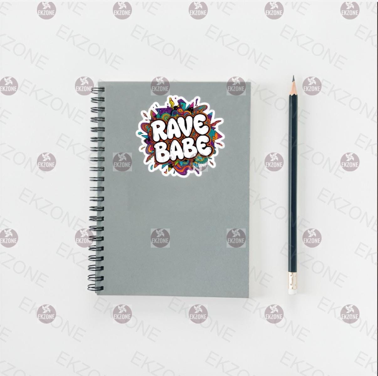 Glow in Dark Rave Babe Sticker | Psychedelic Festival Decal | Neon EDM Art | UV Reactive Groovy Vinyl | Raver Gift | Trippy Aesthetic Laptop