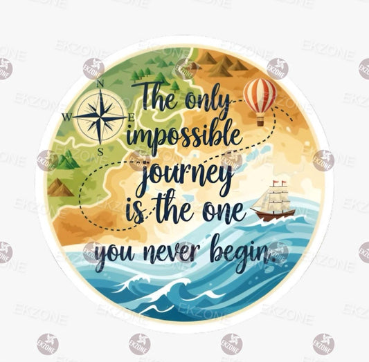 Impossible Journey Travel Sticker | Motivational Quote Decal | Wanderlust Map Art | Vintage Adventure Vinyl | Gift for Traveler | Inspiring