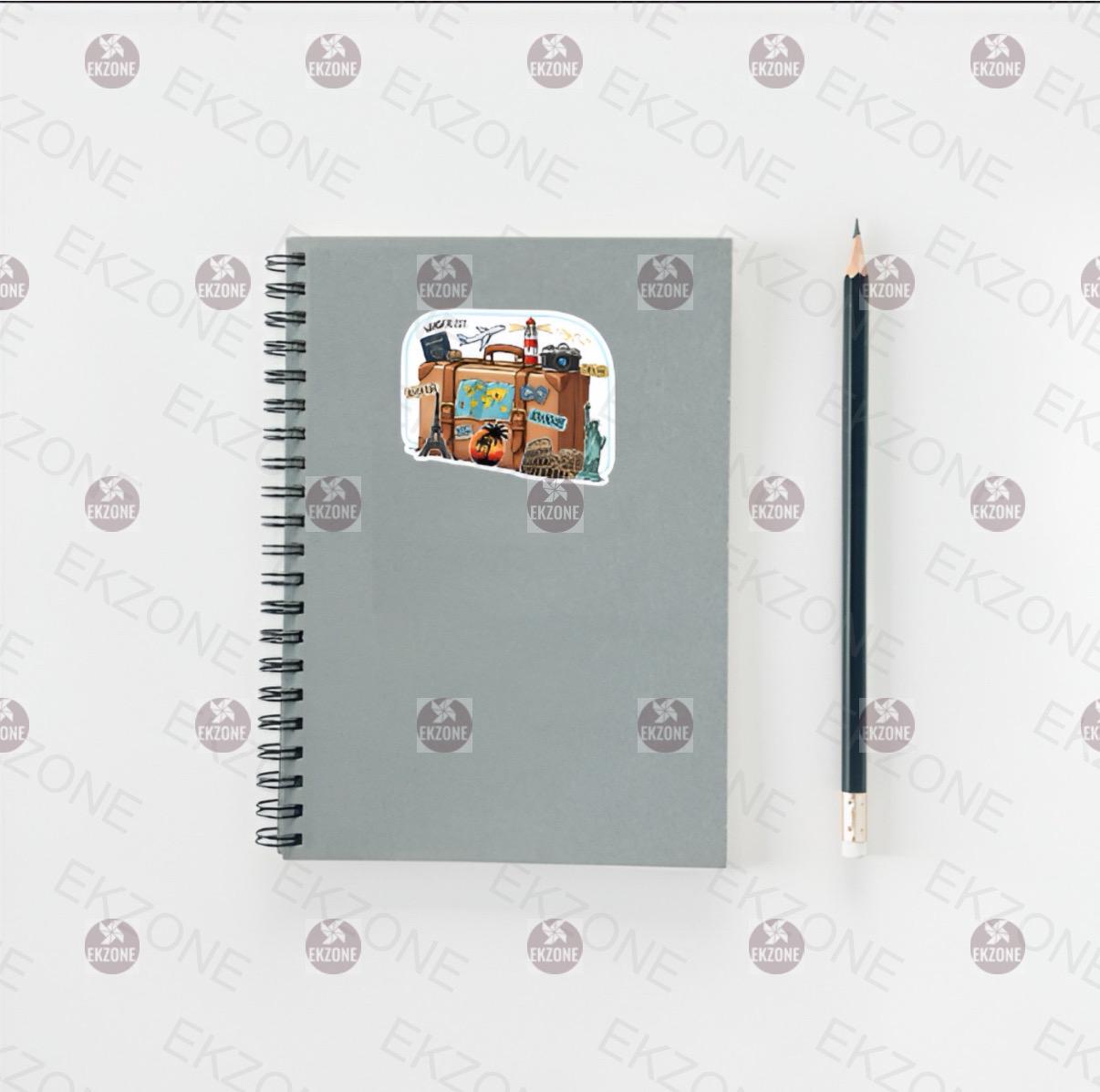 Vintage Travel Suitcase Sticker | Wanderlust Adventure Decal | Global Landmarks Art | World Traveler Vinyl | Passport Gift | Retro Travel