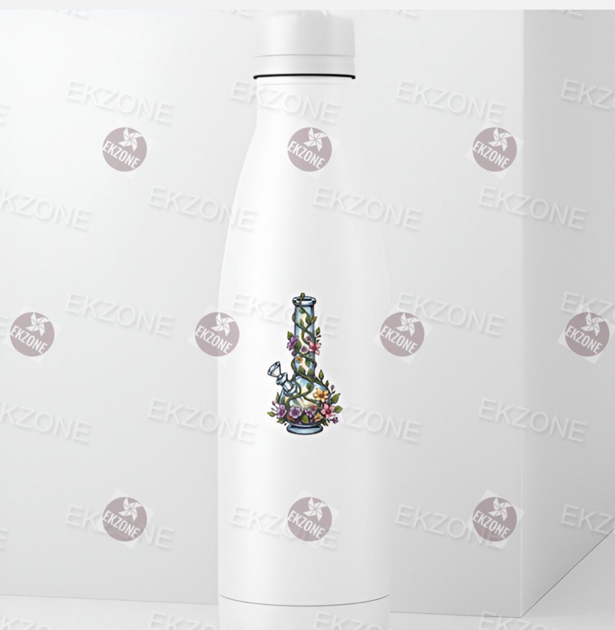 Transparent Floral Bong Sticker | Clear Vinyl Botanical Bong Decal | Whimsical Plant Art | Bohemian Aesthetic Vinyl | Cute Stoner Gift