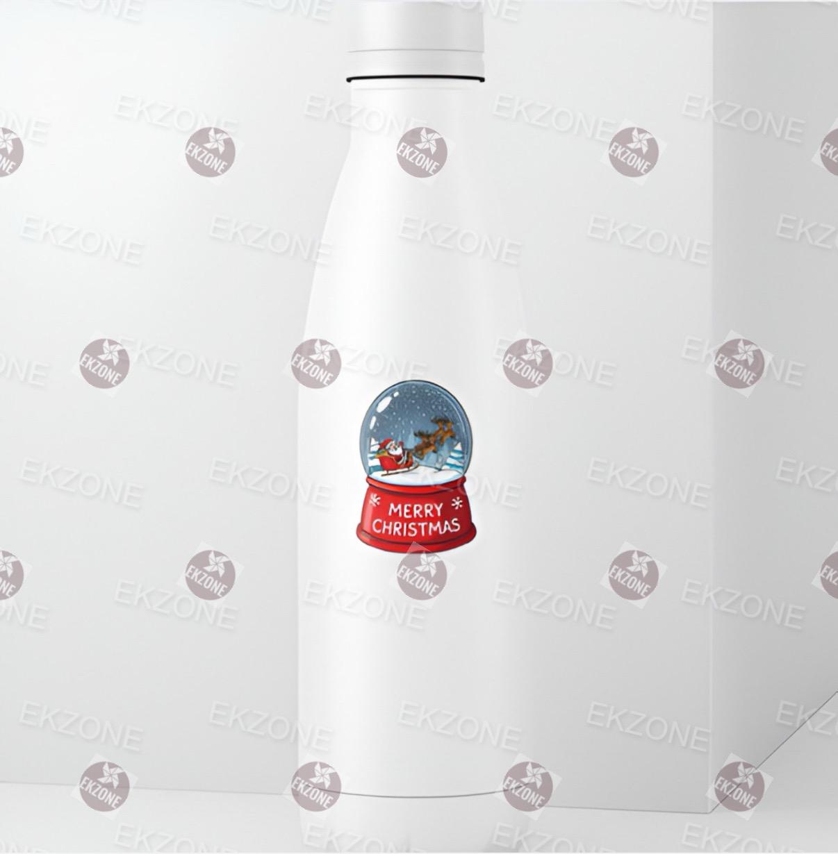 Transparent Merry Christmas Snow Globe Sticker | Clear Vinyl Santa Sleigh Decal | Holiday Winter Art | Festive Decor Gift | Nostalgic Decal